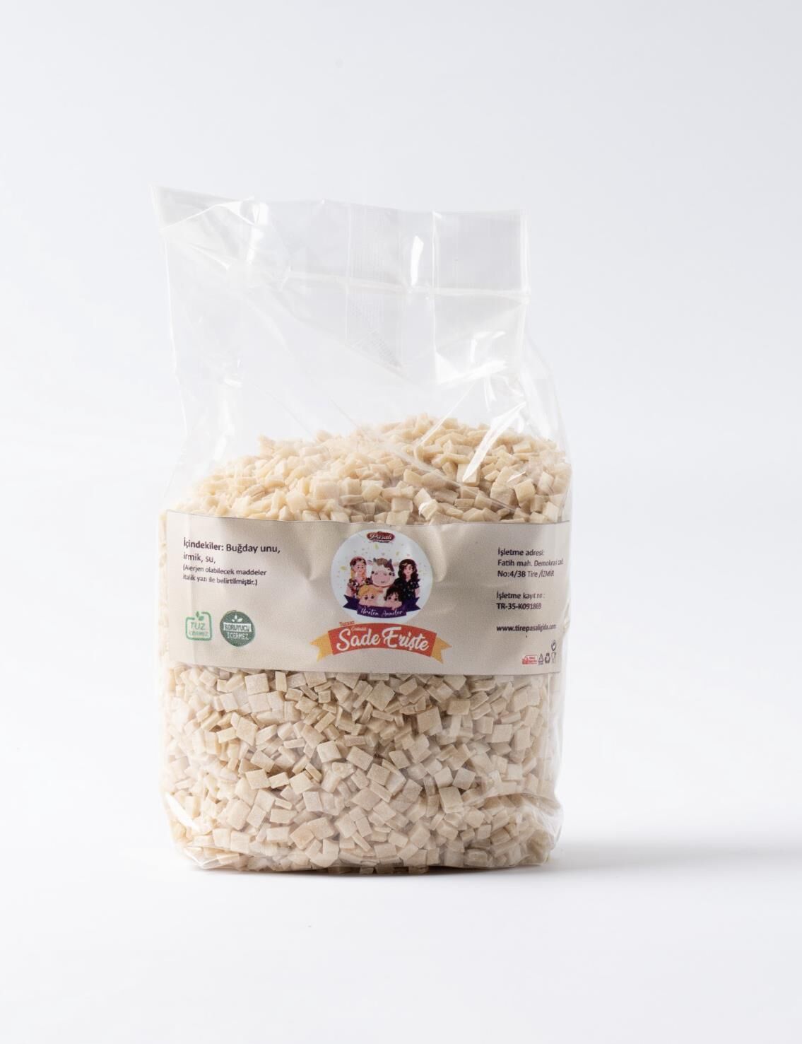 ÇORBALIK ERİŞTE  SADE TUZSUZ- YUMURTASIZ  500 GR (+6 AY )
