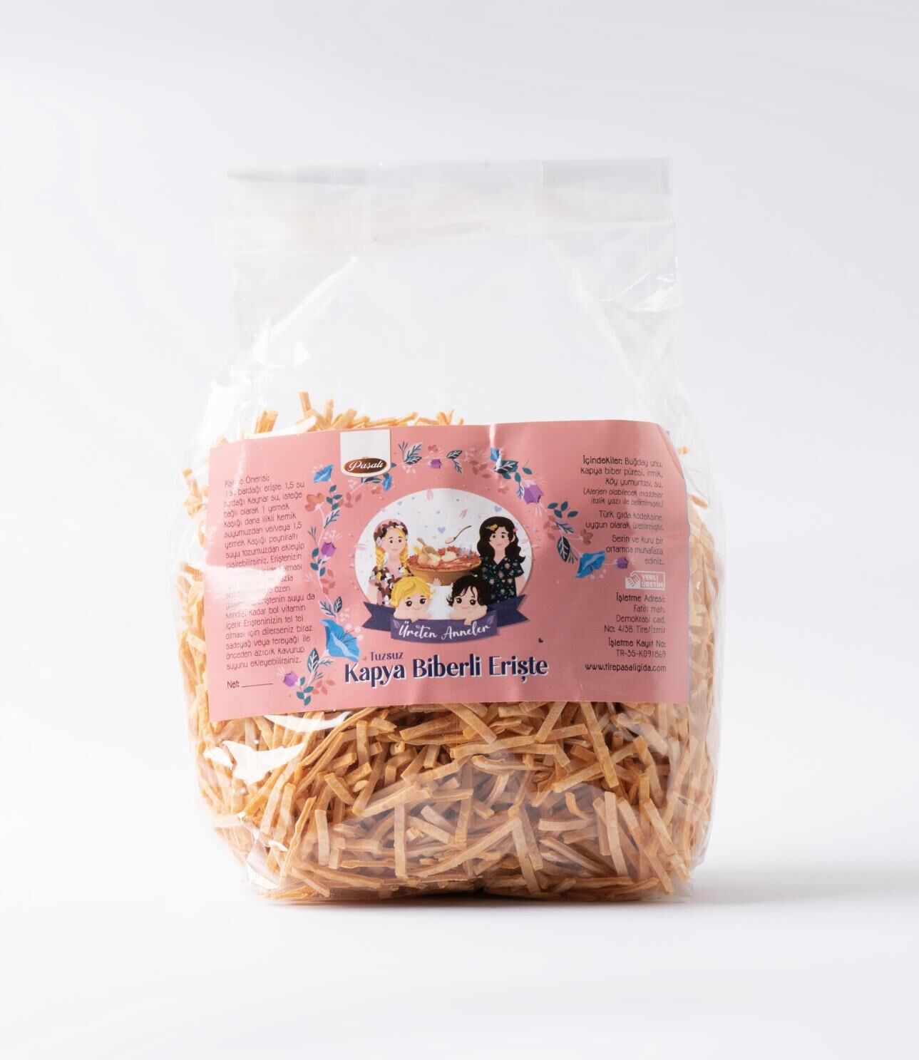 KAPYA BİBER PÜRELİ ERİŞTE TUZSUZ -YUMURTALI  500 GR( +7 AY )