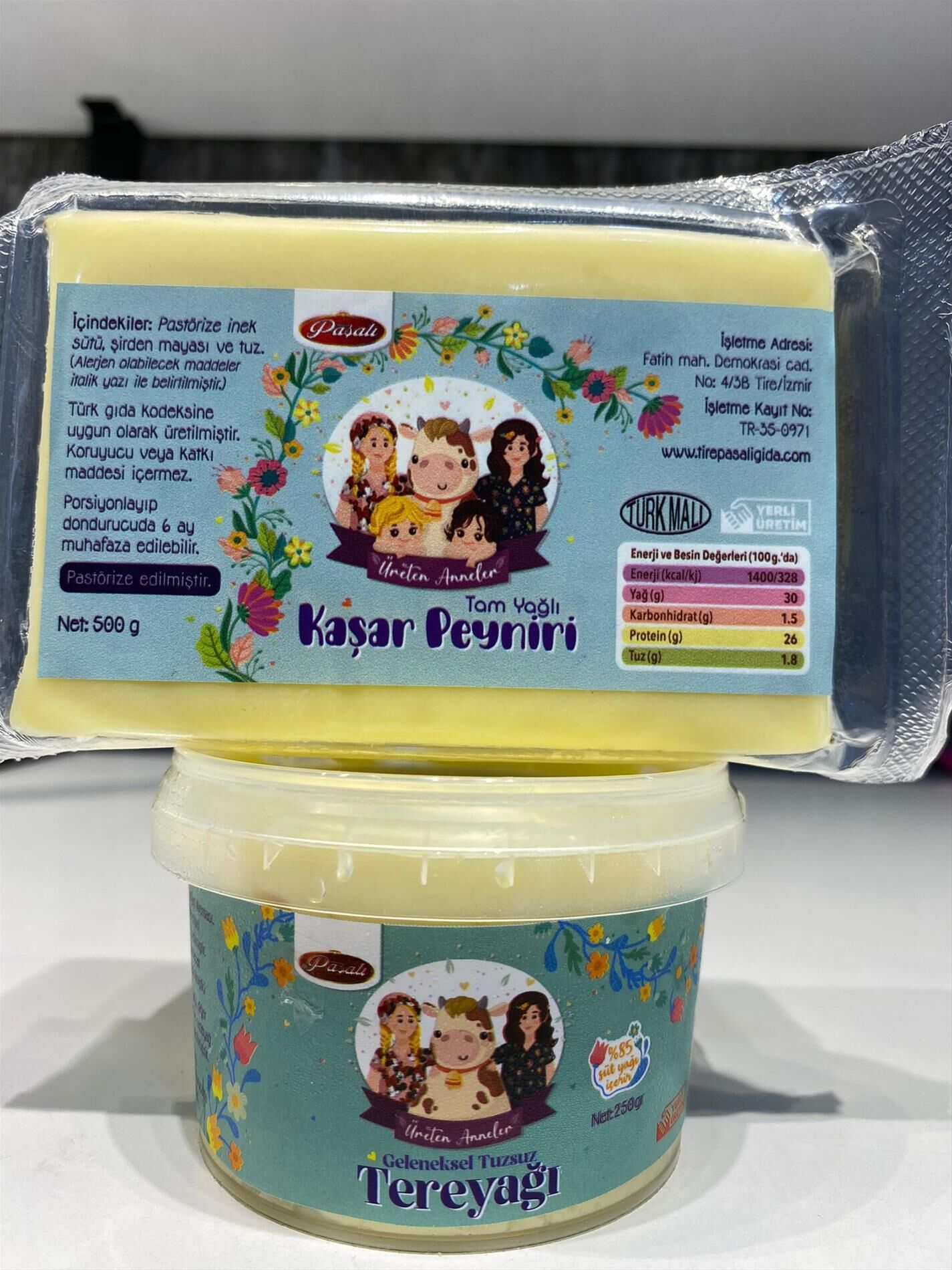 TEREYAĞ 250 GR  TUZSUZ + KAŞAR PEYNİRİ  AZ TUZLU 500 GR +9 AY